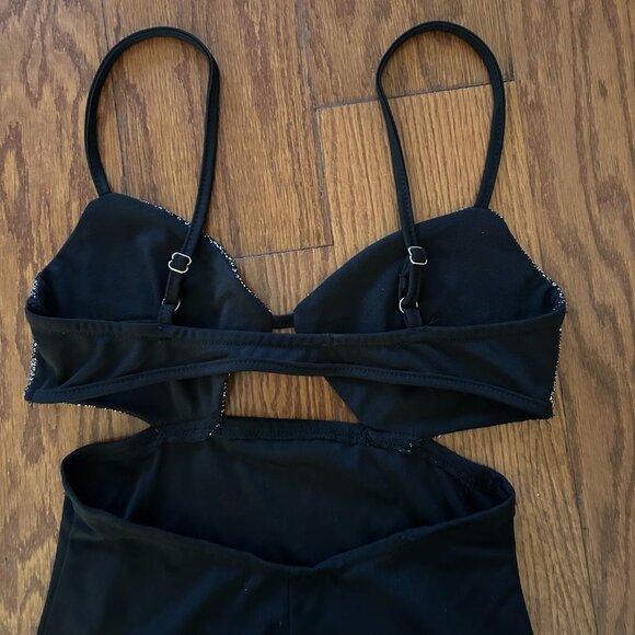 Black Cut Out Sparkle Mini Dress Size Small Bodycon Party Special Occasion - Picture 10 of 15